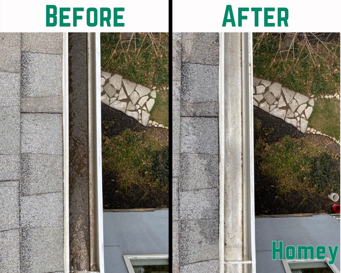 Gutter cleaning before and after results in Salt Lake & Utah County